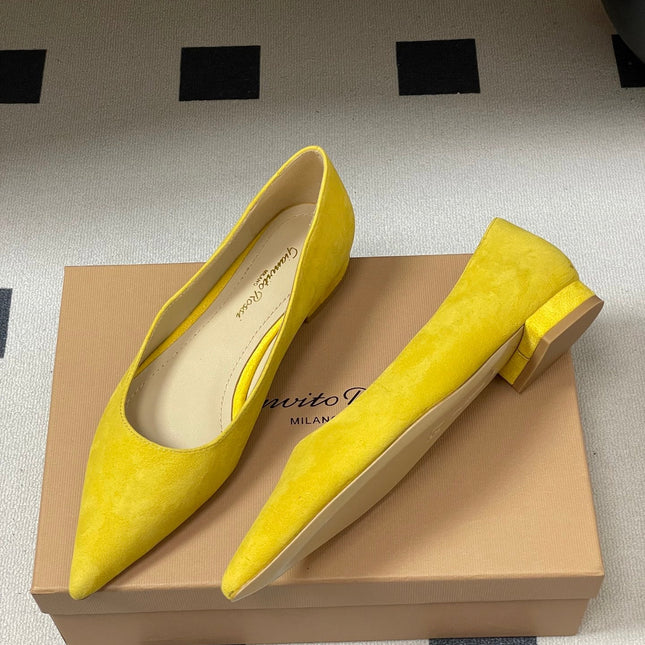 GIANVITO ROSSI 26S FLATS IN YELLOW SUEDE