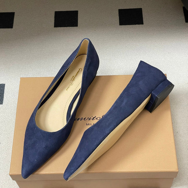 GIANVITO ROSSI 26S FLATS IN NAVY BLUE SUEDE
