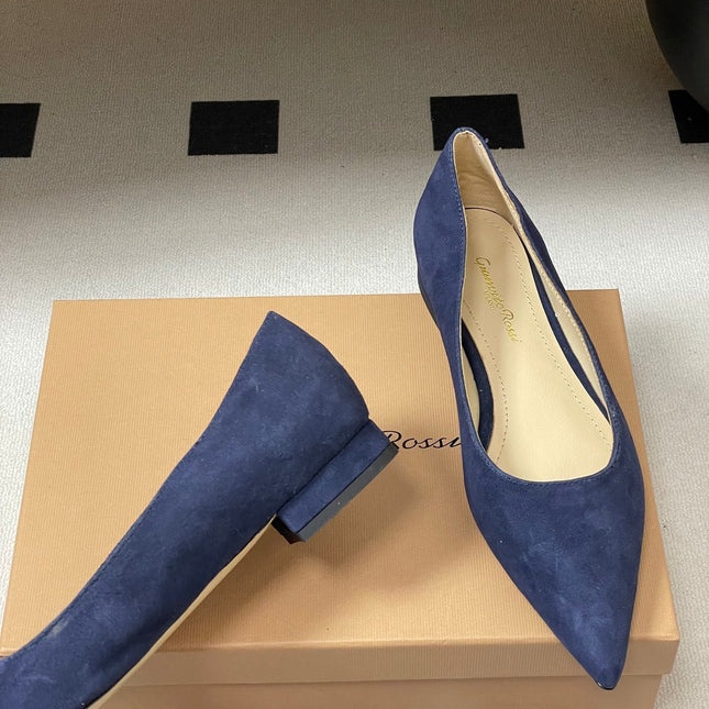 GIANVITO ROSSI 26S FLATS IN NAVY BLUE SUEDE