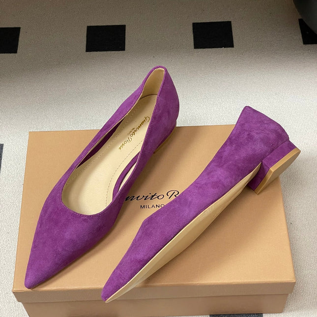 GIANVITO ROSSI 26S FLATS IN PURPLE SUEDE