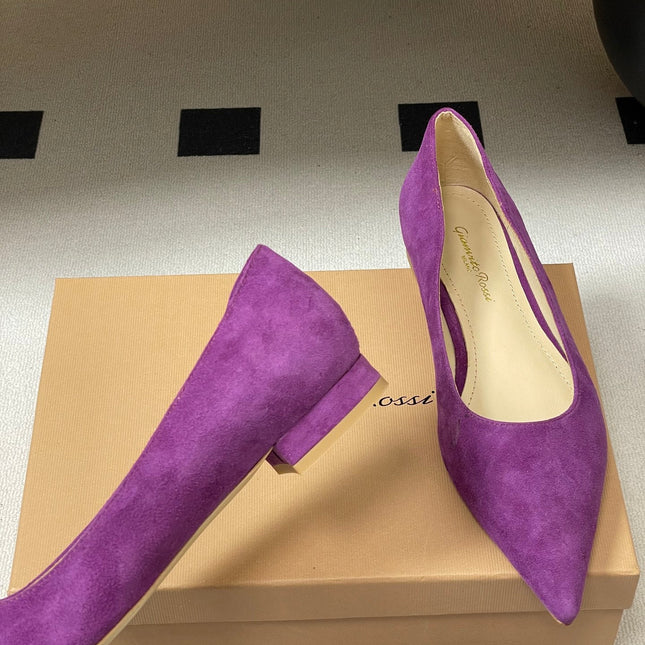 GIANVITO ROSSI 26S FLATS IN PURPLE SUEDE