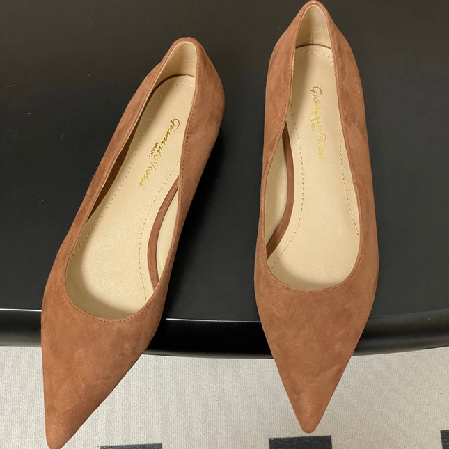 GIANVITO ROSSI 26S FLATS IN BROWN SUEDE