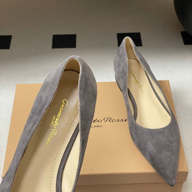 GIANVITO ROSSI 26S FLATS IN GREY SUEDE