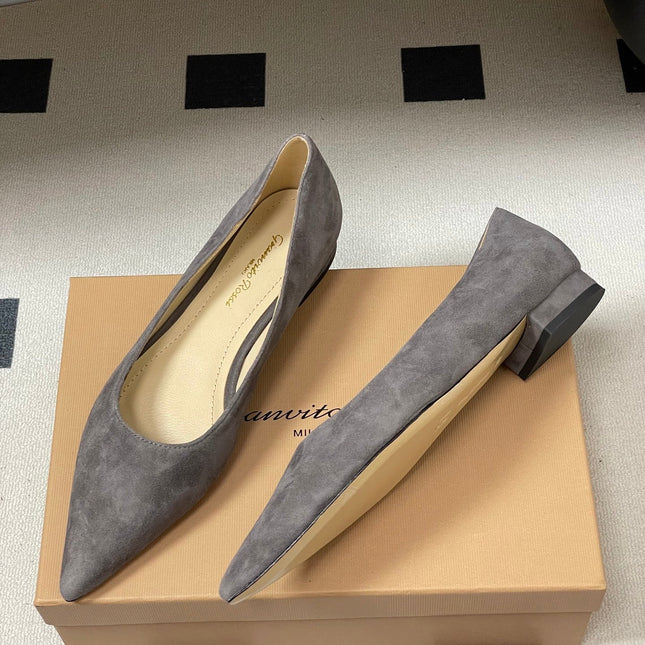 GIANVITO ROSSI 26S FLATS IN GREY SUEDE