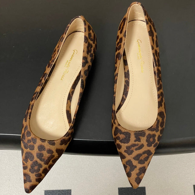 GIANVITO ROSSI 26S FLATS IN LEOPARD PRINT PONY HAIR