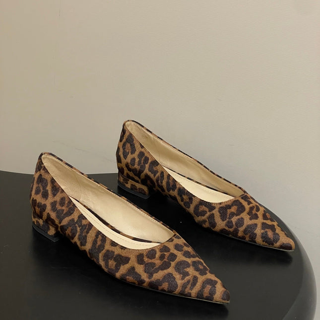 GIANVITO ROSSI 26S FLATS IN LEOPARD PRINT PONY HAIR