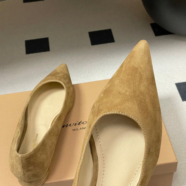 GIANVITO ROSSI 26S FLATS IN LIGHT BROWN SUEDE