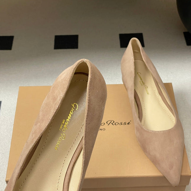 GIANVITO ROSSI 26S FLATS IN NUDE SUEDE