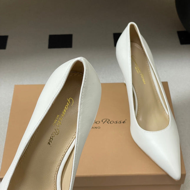 GIANVITO ROSSI 26S HIGH HEELS 85 MM IN WHITE CALFSKIN