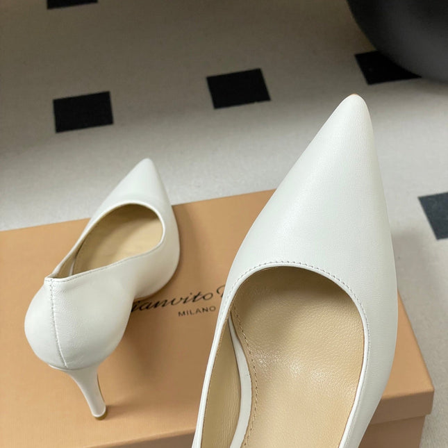 GIANVITO ROSSI 26S HIGH HEELS 85 MM IN WHITE CALFSKIN