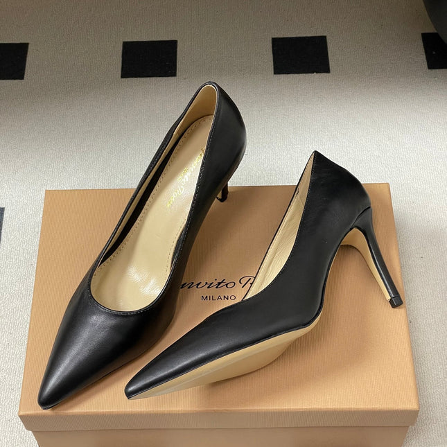 GIANVITO ROSSI 26S HIGH HEELS 85 MM IN BLACK CALFSKIN