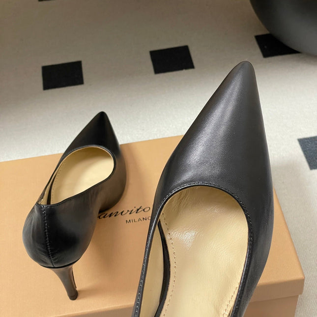 GIANVITO ROSSI 26S HIGH HEELS 85 MM IN BLACK CALFSKIN