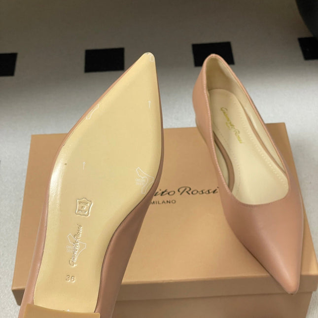 GIANVITO ROSSI 26S FLATS IN NUDE CALFSKIN