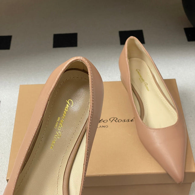 GIANVITO ROSSI 26S FLATS IN NUDE CALFSKIN