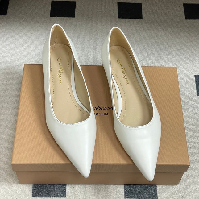 GIANVITO ROSSI 26S FLATS IN WHITE CALFSKIN