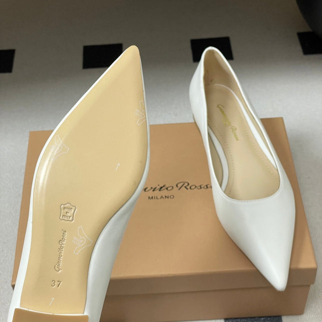 GIANVITO ROSSI 26S FLATS IN WHITE CALFSKIN