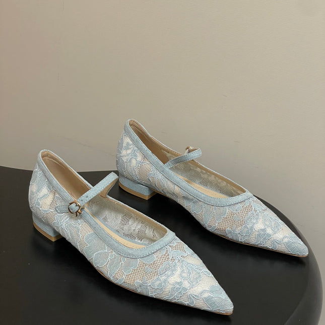GIANVITO ROSSI 26S MARY JANE IN LIGHT BLUE LACE