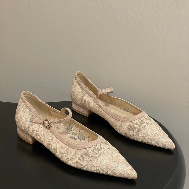 GIANVITO ROSSI 26S MARY JANE IN NUDE LACE