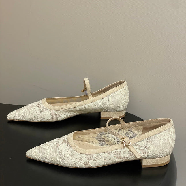 GIANVITO ROSSI 26S MARY JANE IN CREAM WHITE LACE