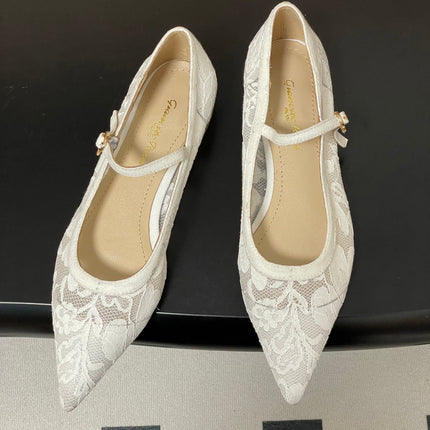 GIANVITO ROSSI 26S MARY JANE IN WHITE LACE