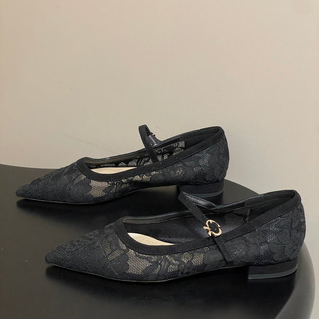 GIANVITO ROSSI 26S MARY JANE IN BLACK LACE