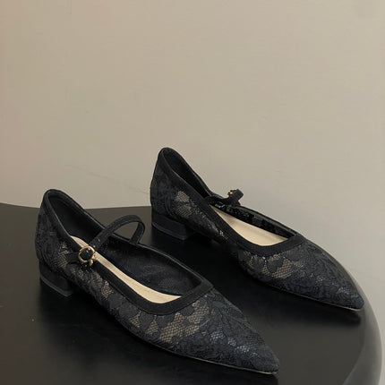 GIANVITO ROSSI 26S MARY JANE IN BLACK LACE