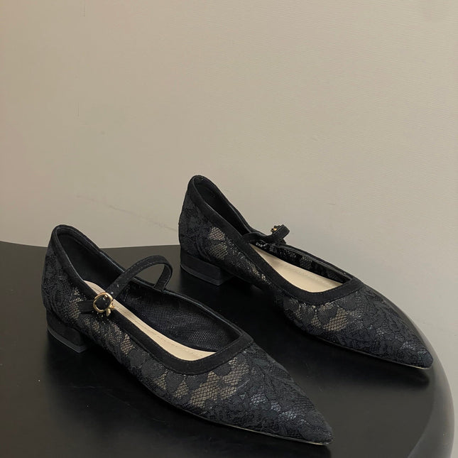 GIANVITO ROSSI 26S MARY JANE IN BLACK LACE