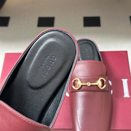 GUCCI 26S HORSEBIT LOAFER MULES IN RED CALFSKIN