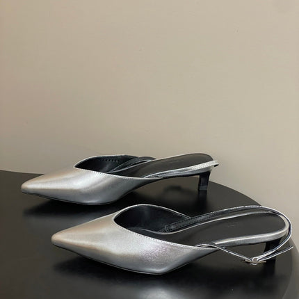 HM 26S NICOLE SLINGBACK 40MM IN SILVER CALFSKIN SILVER HARDWARE