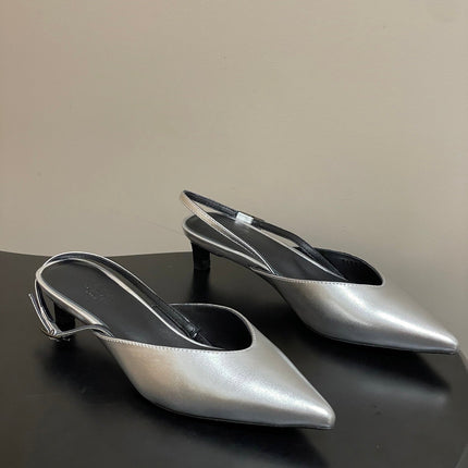 HM 26S NICOLE SLINGBACK 40MM IN SILVER CALFSKIN SILVER HARDWARE