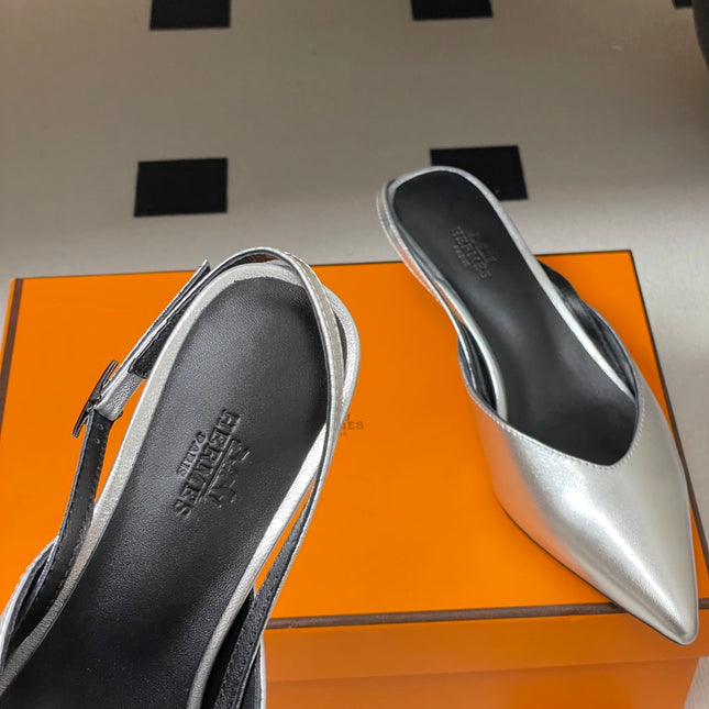 HM 26S NICOLE SLINGBACK 40MM IN SILVER CALFSKIN SILVER HARDWARE