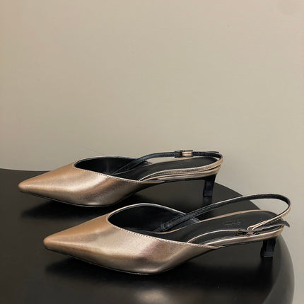 HM 26S NICOLE SLINGBACK 40MM IN GOLD CALFSKIN SILVER HARDWARE