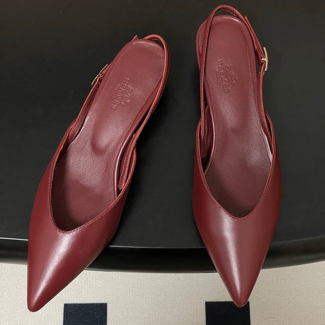 HM 26S NICOLE SLINGBACK 40MM IN BURGUNDY RED CALFSKIN SILVER HARDWARE