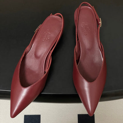 HM 26S NICOLE SLINGBACK 40MM IN BURGUNDY RED CALFSKIN SILVER HARDWARE