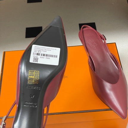 HM 26S NICOLE SLINGBACK 40MM IN BURGUNDY RED CALFSKIN SILVER HARDWARE