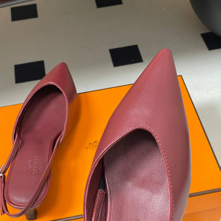 HM 26S NICOLE SLINGBACK 40MM IN BURGUNDY RED CALFSKIN SILVER HARDWARE