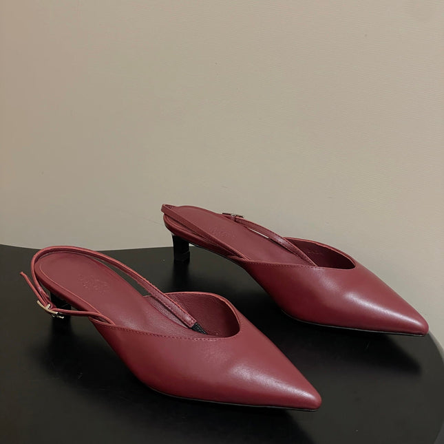HM 26S NICOLE SLINGBACK 40MM IN BURGUNDY RED CALFSKIN SILVER HARDWARE