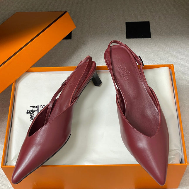 HM 26S NICOLE SLINGBACK 40MM IN BURGUNDY RED CALFSKIN SILVER HARDWARE