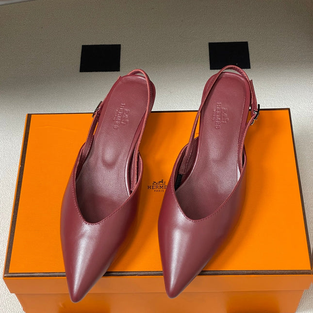 HM 26S NICOLE SLINGBACK 40MM IN BURGUNDY RED CALFSKIN SILVER HARDWARE