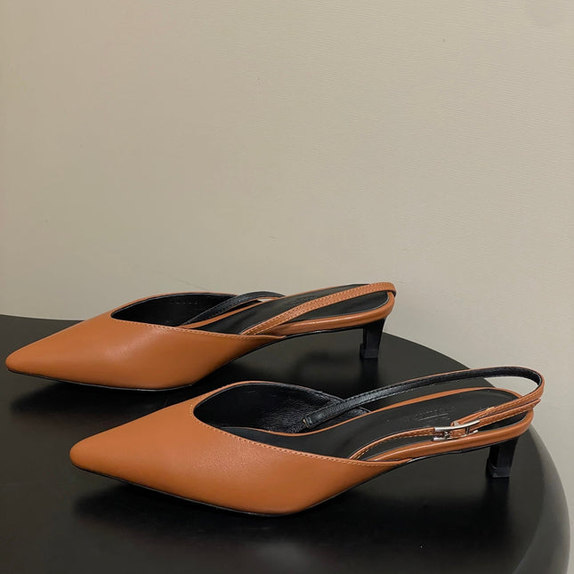 HM 26S NICOLE SLINGBACK 40MM IN CARAMEL BROWN CALFSKIN SILVER HARDWARE