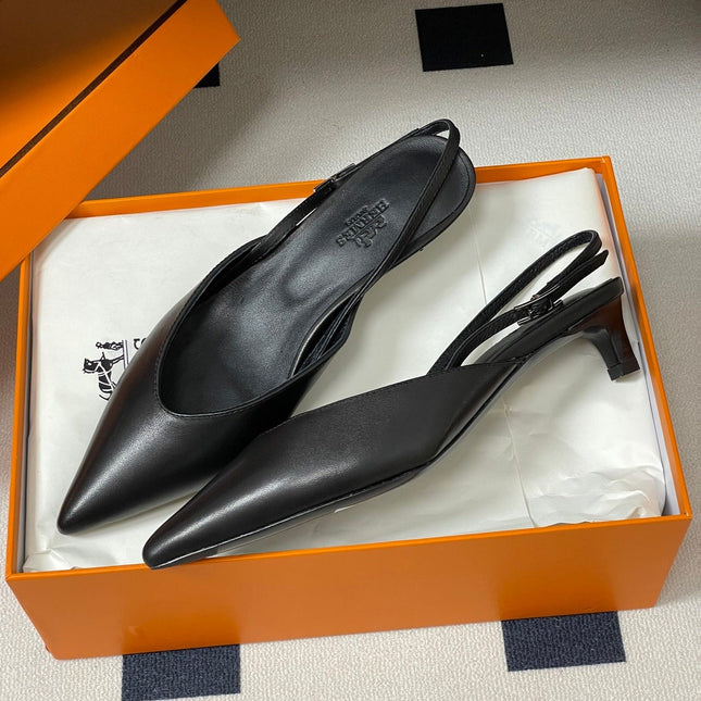 HM 26S NICOLE SLINGBACK 40MM IN BLACK CALFSKIN SILVER HARDWARE