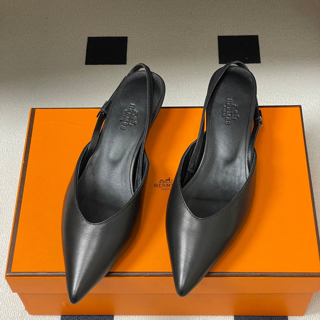 HM 26S NICOLE SLINGBACK 40MM IN BLACK CALFSKIN SILVER HARDWARE