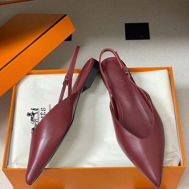 HM 26S NICOLE SLINGBACK IN BURGUNDY RED CALFSKIN SILVER HARDWARE