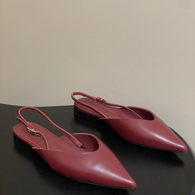 HM 26S NICOLE SLINGBACK IN BURGUNDY RED CALFSKIN SILVER HARDWARE