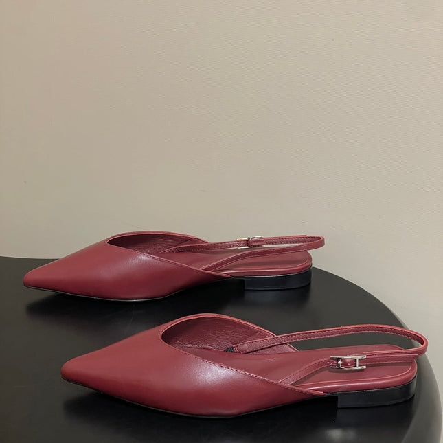 HM 26S NICOLE SLINGBACK IN BURGUNDY RED CALFSKIN SILVER HARDWARE