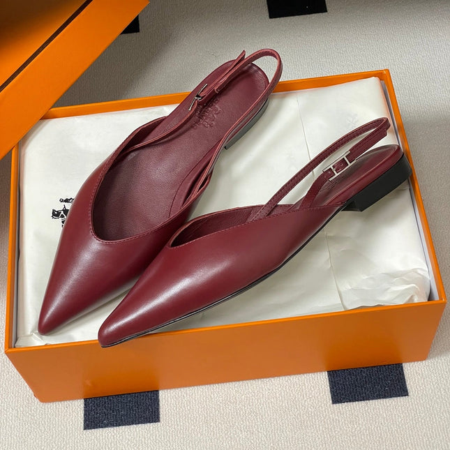 HM 26S NICOLE SLINGBACK IN BURGUNDY RED CALFSKIN SILVER HARDWARE