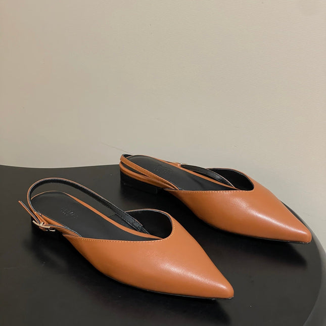 HM 26S NICOLE SLINGBACK IN CARAMEL BROWN CALFSKIN SILVER HARDWARE