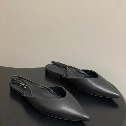 HM 26S NICOLE SLINGBACK IN BLACK CALFSKIN SILVER HARDWARE