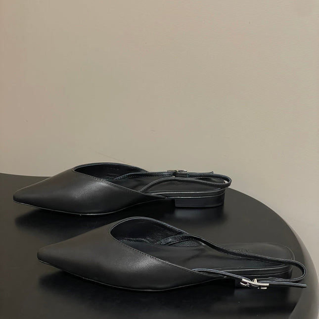 HM 26S NICOLE SLINGBACK IN BLACK CALFSKIN SILVER HARDWARE