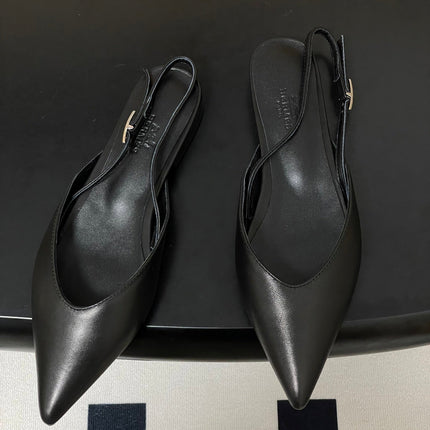 HM 26S NICOLE SLINGBACK IN BLACK CALFSKIN SILVER HARDWARE